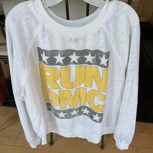 Recycled Karma White Tee with Yellow and Gray RUN DMC Logo